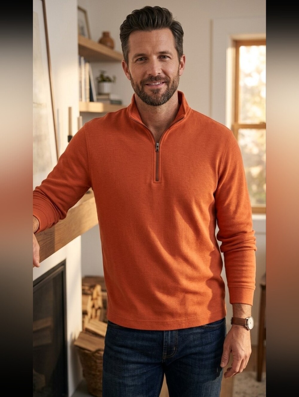 {Saddlebred} Orange Pullover 1/4 Zip - SIZE LARGE